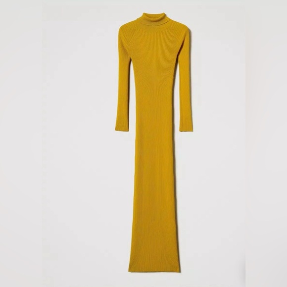 Heart & Hips Ribbed Bodycon Midi Golden Hour Goals - SZ L - Picture 3 of 3